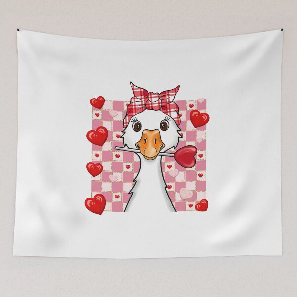 Item preview, Glitter Checkered Goose Valentine, Kiss Me, Be mine, Cupid Love, Animal Lover designed and sold by vintagearttee.