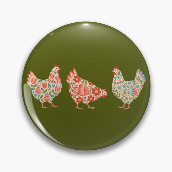 Item preview, Trio of Floral Chickens – Scandinavian Folk Art by heidiannemorris © designed and sold by FOLK ART FUSION by heidiannemorris.