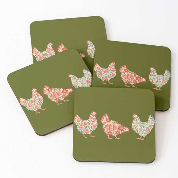 Item preview, Trio of Floral Chickens – Scandinavian Folk Art by heidiannemorris © designed and sold by FOLK ART FUSION by heidiannemorris.