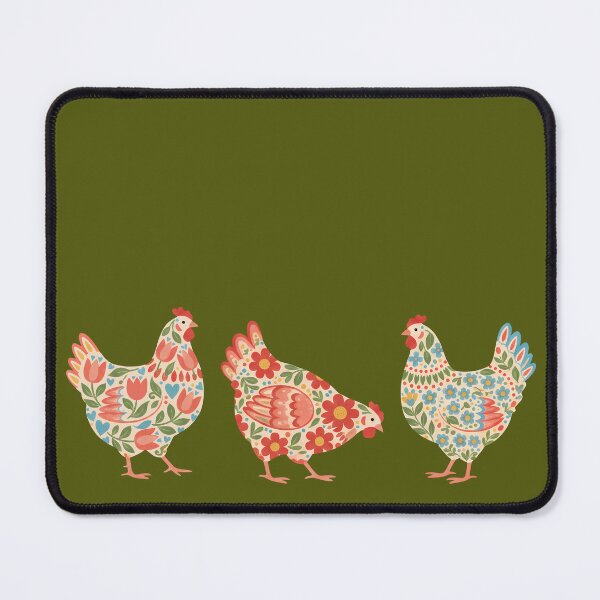 Item preview, Trio of Floral Chickens – Scandinavian Folk Art by heidiannemorris © designed and sold by FOLK ART FUSION by heidiannemorris.