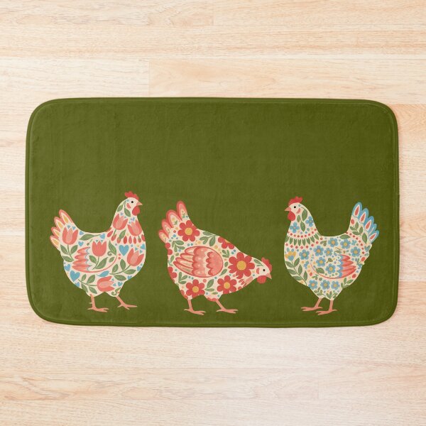 Item preview, Trio of Floral Chickens – Scandinavian Folk Art by heidiannemorris © designed and sold by FOLK ART FUSION by heidiannemorris.