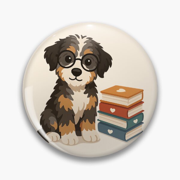 Item preview, Smarty Paws - Cute Aussie Doodle with Glasses & Books designed and sold by Balasan.