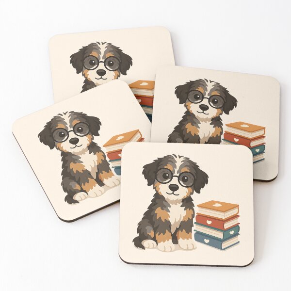 Item preview, Smarty Paws - Cute Aussie Doodle with Glasses & Books designed and sold by Balasan.