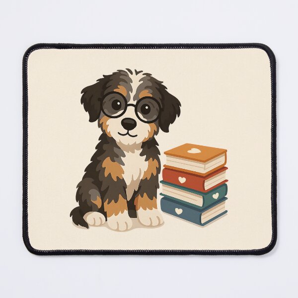 Item preview, Smarty Paws - Cute Aussie Doodle with Glasses & Books designed and sold by Balasan.
