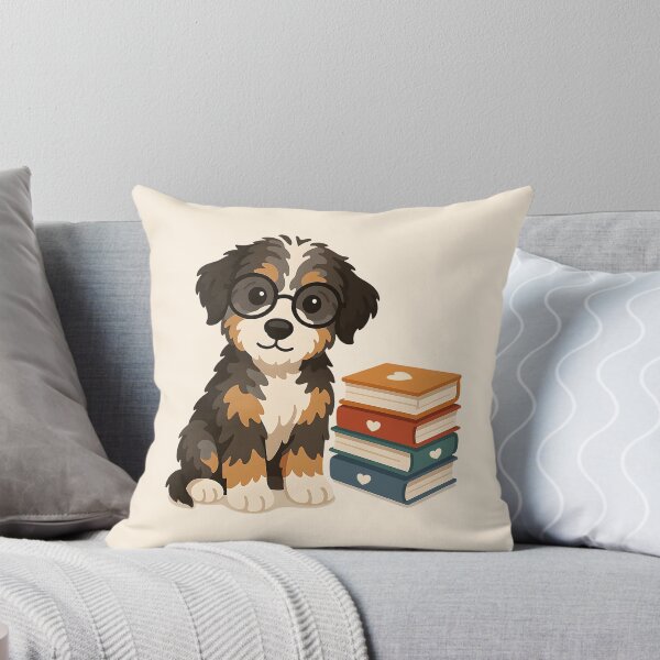 Item preview, Smarty Paws - Cute Aussie Doodle with Glasses & Books designed and sold by Balasan.