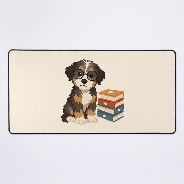 Item preview, Smarty Paws - Cute Aussie Doodle with Glasses & Books designed and sold by Balasan.