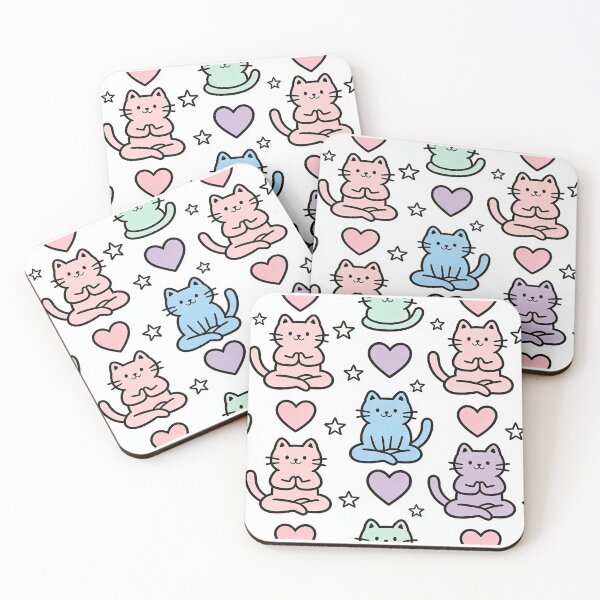 Item preview, Cute Yoga Cats Seamless Pattern | Pastel Meditating Kittens designed and sold by ikidyounot.