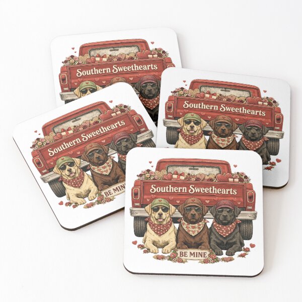 Item preview, Southern Sweethearts Labrador Dogs Valentine Vintage Truck Illustration designed and sold by Sonchai Paladsai.