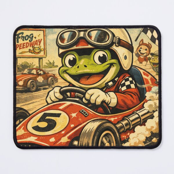 Item preview, Racetime Frog – Funny racing driver frog in retro comic style designed and sold by Mauswohn.