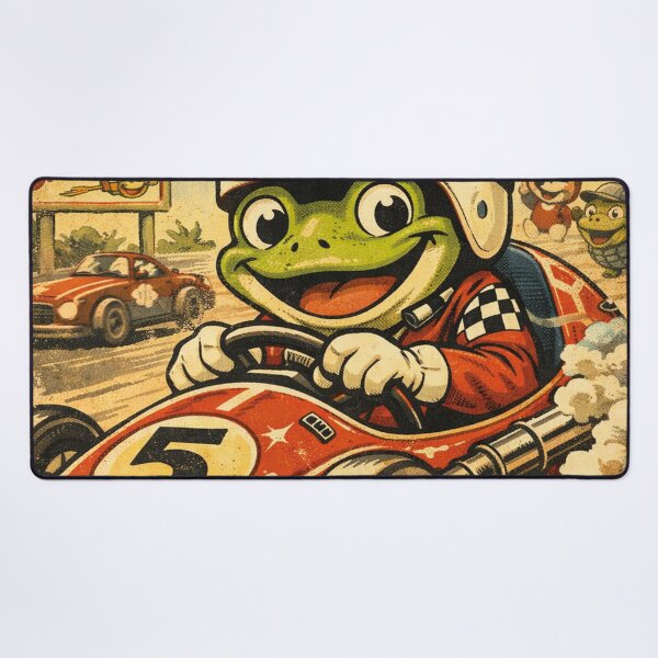 Item preview, Racetime Frog – Funny racing driver frog in retro comic style designed and sold by Mauswohn.