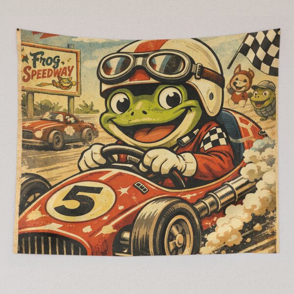 Item preview, Racetime Frog – Funny racing driver frog in retro comic style designed and sold by Mauswohn.