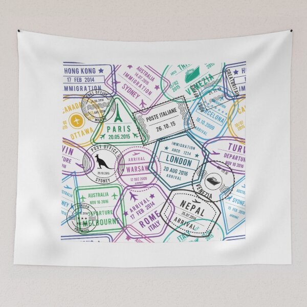 Item preview, Passport Stamps Addict Retro World Traveler  designed and sold by Blok45.