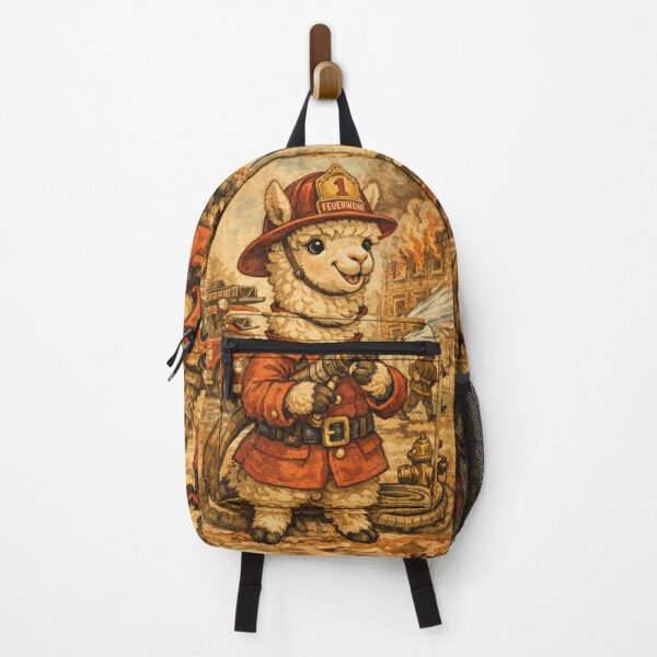 Item preview, Firefighter Alpaca – Cute alpaca firefighter in a vintage look designed and sold by Mauswohn.