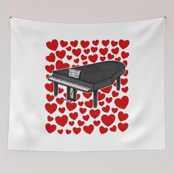 Item preview, Grand Piano With Hearts, Valentines Pianist Musician Wedding designed and sold by doodlerob.