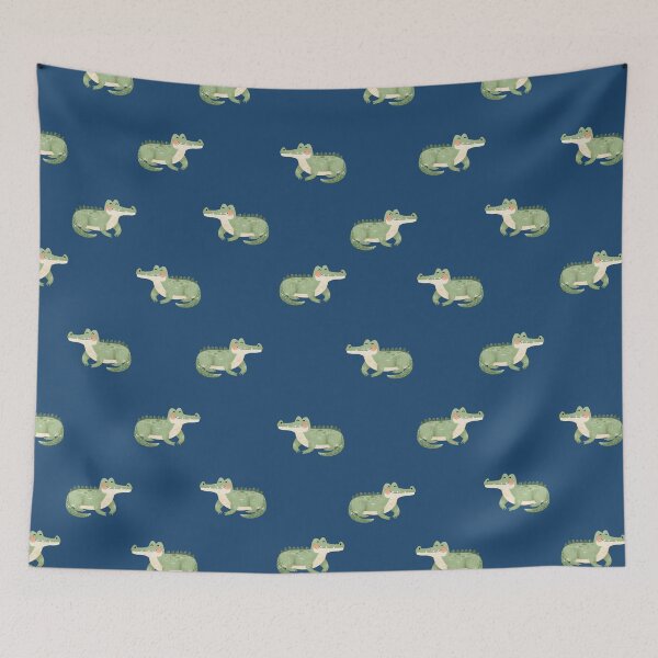 Item preview, Watercolor Crocodiles on Dark Blue designed and sold by KSimpson838.