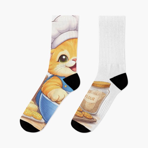 Item preview, Cute Baker Cat Mixing Cookies – Adorable Chef Kitty Illustration for Cat Lovers designed and sold by Furfolkz.