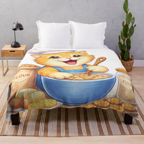 Item preview, Cute Baker Cat Mixing Cookies – Adorable Chef Kitty Illustration for Cat Lovers designed and sold by Furfolkz.