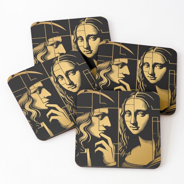 Item preview, Leonardo da Vinci and Mona Lisa, geometric abstract portraits designed and sold by 4Seasons.