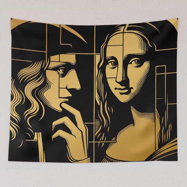 Item preview, Leonardo da Vinci and Mona Lisa, geometric abstract portraits designed and sold by 4Seasons.