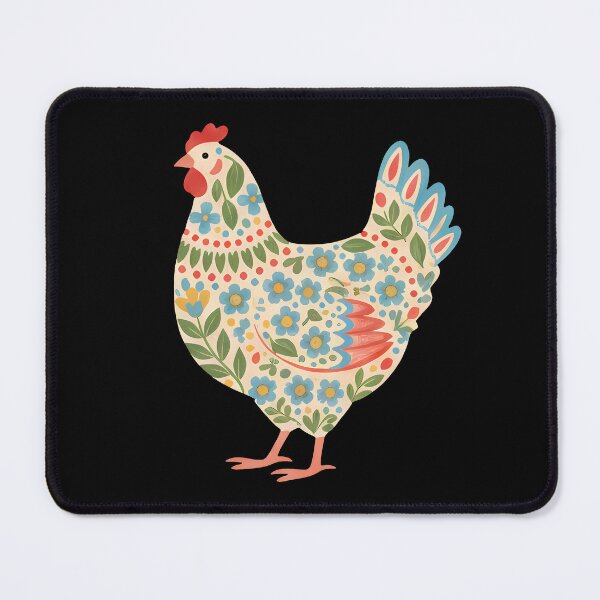Item preview, Floral Chicken with Folk Motifs – Scandinavian Folk Art by heidiannemorris © designed and sold by FOLK ART FUSION by heidiannemorris.