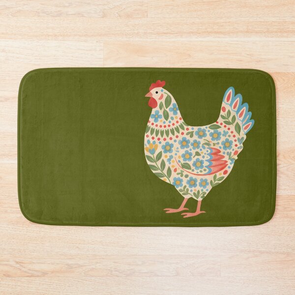 Item preview, Floral Chicken with Folk Motifs – Scandinavian Folk Art by heidiannemorris © designed and sold by FOLK ART FUSION by heidiannemorris.