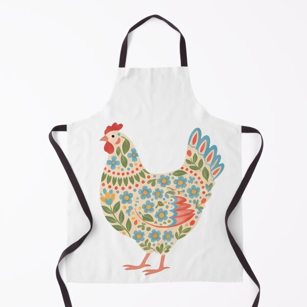 Item preview, Floral Chicken with Folk Motifs – Scandinavian Folk Art by heidiannemorris © designed and sold by FOLK ART FUSION by heidiannemorris.