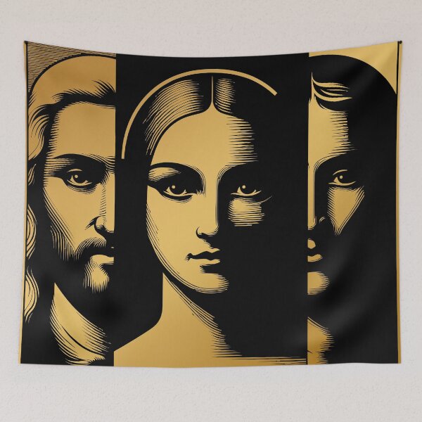 Item preview, Black and goldenTriptych Portrait of ancient historical figures designed and sold by 4Seasons.