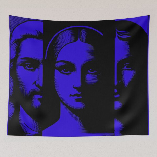 Item preview, Black and blue Triptych Portrait of ancient historical figures designed and sold by 4Seasons.