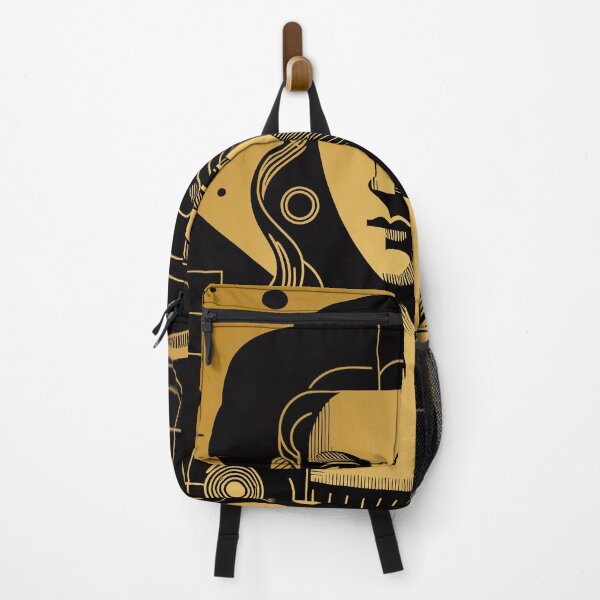 Item preview, La Joconde or abstract ancient historical woman portrait with geometric patterns and lines, in gold and black designed and sold by 4Seasons.