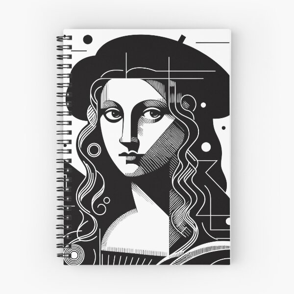Item preview, La Joconde or abstract ancient historical woman portrait with geometric patterns and lines, in white and black designed and sold by 4Seasons.