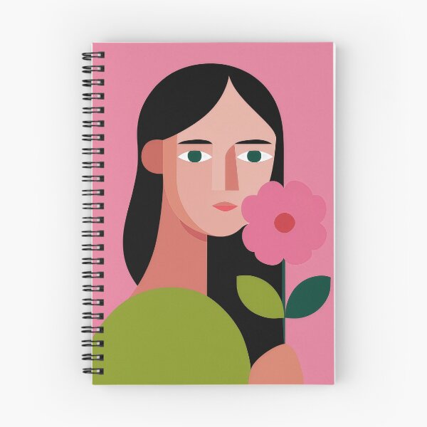 Item preview, Minimalist portrait of woman with a pink flower, graphic art designed and sold by Rogervdb.