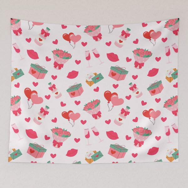 Item preview, Cute Valentine’s Day Seamless Pattern – Hearts, Gifts, Roses & Romantic Icons designed and sold by sacredolga.