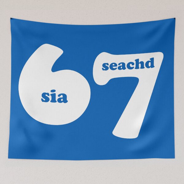 Item preview, 6 7 with Gaelic words for the number 6 sia and 7 seachd in white designed and sold by Mamaidh Made.