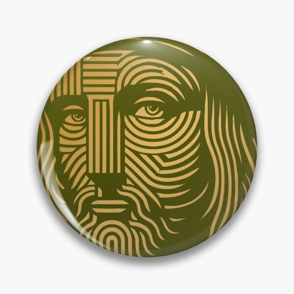 Item preview, Abstract line art portrait of Leonardo da Vinci, in gold and green designed and sold by 4Seasons.