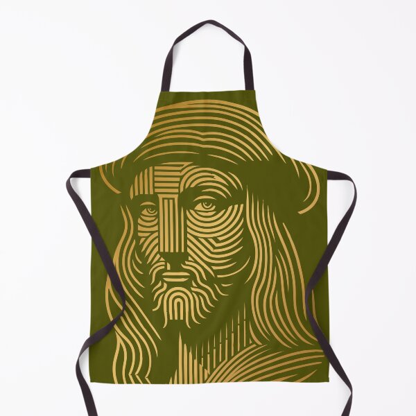 Item preview, Abstract line art portrait of Leonardo da Vinci, in gold and green designed and sold by 4Seasons.