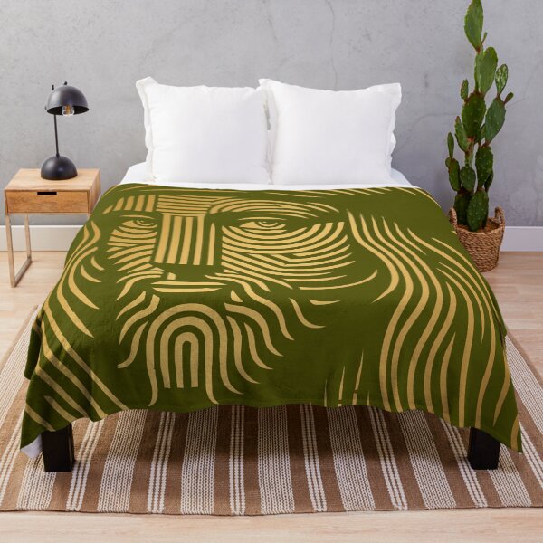 Item preview, Abstract line art portrait of Leonardo da Vinci, in gold and green designed and sold by 4Seasons.