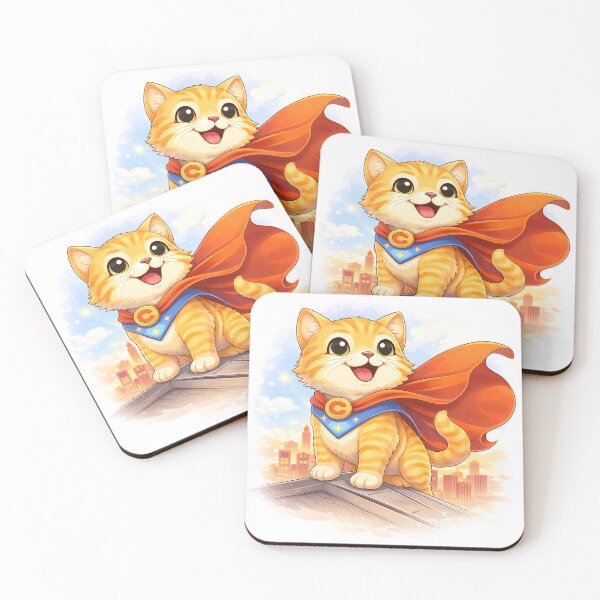 Item preview, Superhero Cat – Cute Brave Kitty with Cape | Kawaii Hero Cat Art designed and sold by Furfolkz.