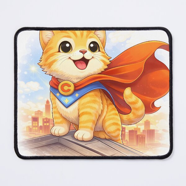 Item preview, Superhero Cat – Cute Brave Kitty with Cape | Kawaii Hero Cat Art designed and sold by Furfolkz.