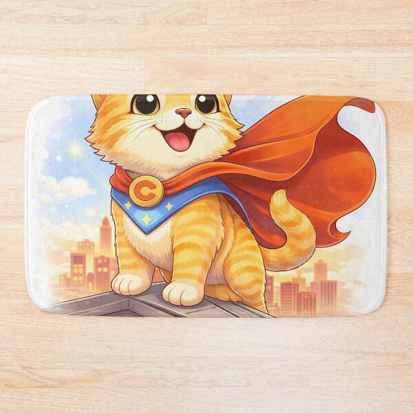 Item preview, Superhero Cat – Cute Brave Kitty with Cape | Kawaii Hero Cat Art designed and sold by Furfolkz.
