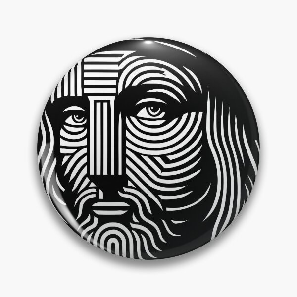 Item preview, Abstract line art portrait of Leonardo da Vinci, in black and white designed and sold by 4Seasons.