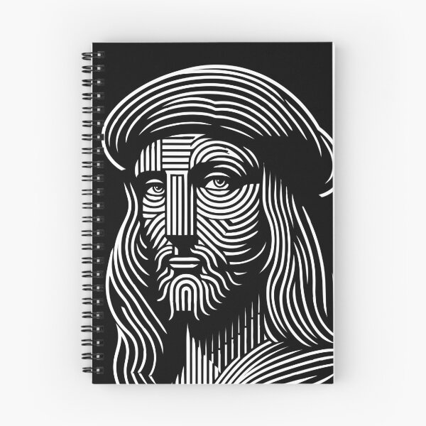 Item preview, Abstract line art portrait of Leonardo da Vinci, in black and white designed and sold by 4Seasons.