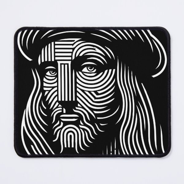 Item preview, Abstract line art portrait of Leonardo da Vinci, in black and white designed and sold by 4Seasons.