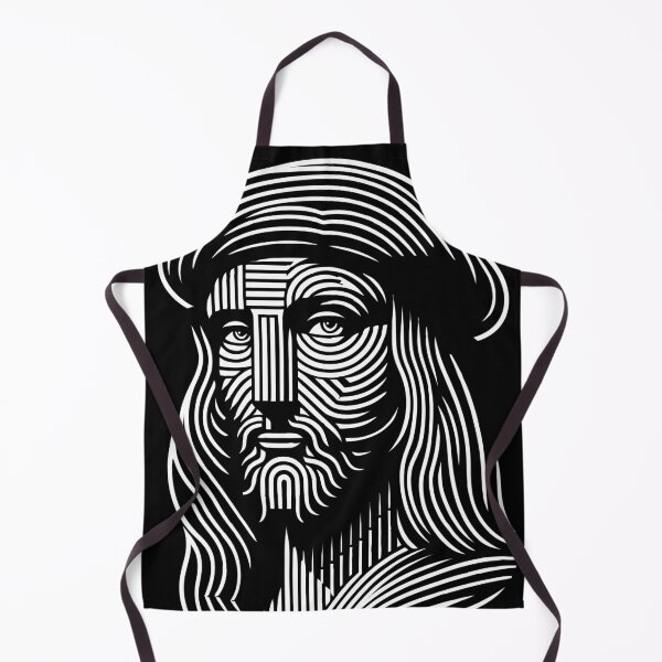 Item preview, Abstract line art portrait of Leonardo da Vinci, in black and white designed and sold by 4Seasons.