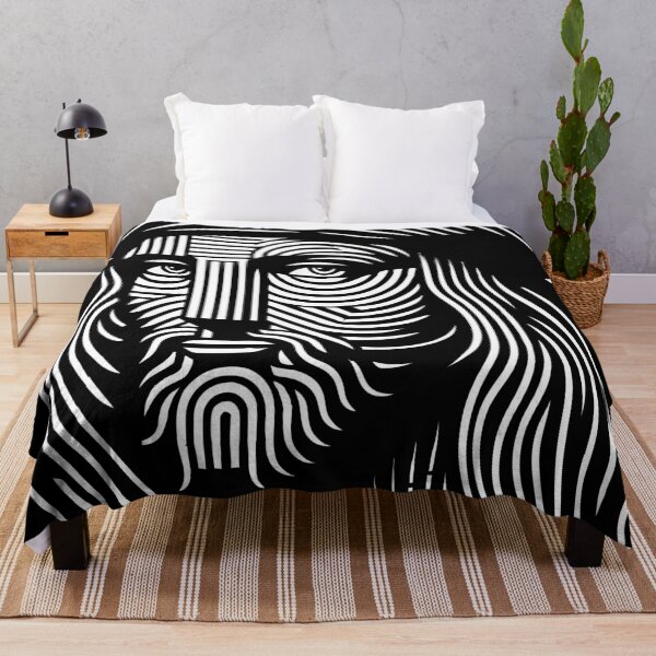 Item preview, Abstract line art portrait of Leonardo da Vinci, in black and white designed and sold by 4Seasons.