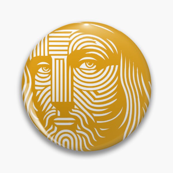 Item preview, Abstract line art portrait of Leonardo da Vinci, in white and orange designed and sold by 4Seasons.