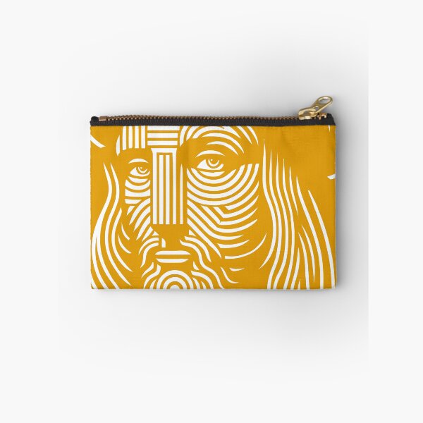 Item preview, Abstract line art portrait of Leonardo da Vinci, in white and orange designed and sold by 4Seasons.