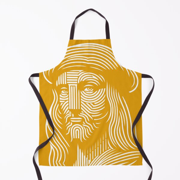 Item preview, Abstract line art portrait of Leonardo da Vinci, in white and orange designed and sold by 4Seasons.