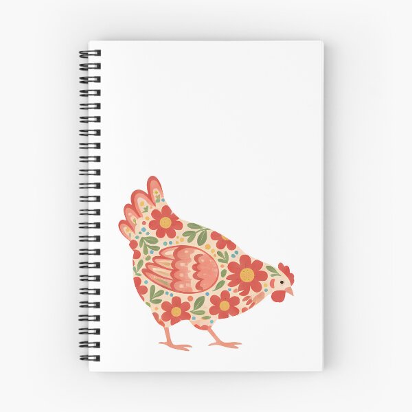 Item preview, Floral Chicken in Red and Orange – Scandinavian Folk Art by heidiannemorris © designed and sold by FOLK ART FUSION.