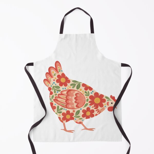 Item preview, Floral Chicken in Red and Orange – Scandinavian Folk Art by heidiannemorris © designed and sold by FOLK ART FUSION by heidiannemorris.