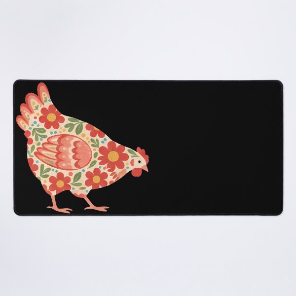 Item preview, Floral Chicken in Red and Orange – Scandinavian Folk Art by heidiannemorris © designed and sold by FOLK ART FUSION.